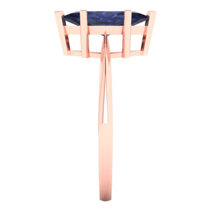 1.5 cttw Simulated Blue Sapphire Solitaire  Engagement Ring - Solid Gold (Marquise Cut ,11x5.5mm)