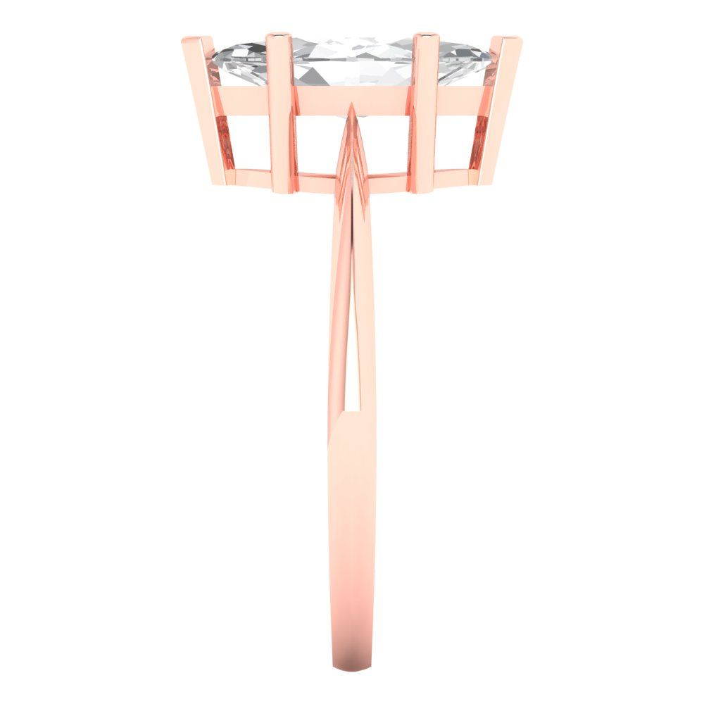 1.5 cttw White Sapphire Solitaire  Engagement Ring - Solid Rose Gold (VVS1, Marquise Cut ,11x5.5mm)