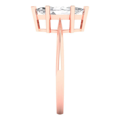 1.5 cttw White Sapphire Solitaire  Engagement Ring - Solid Rose Gold (VVS1, Marquise Cut ,11x5.5mm)