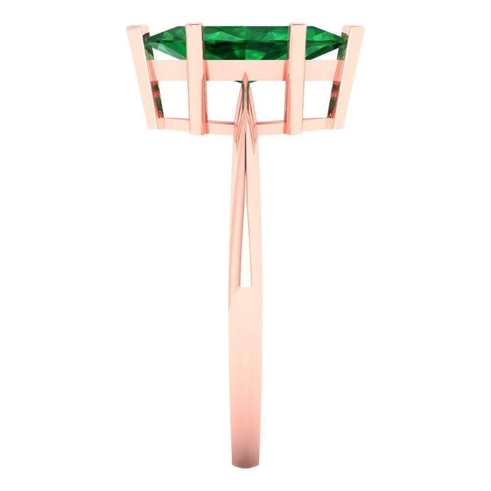 1.5 cttw Simulated Emerald Solitaire  Engagement Ring - Solid Gold (Marquise Cut ,11x5.5mm)