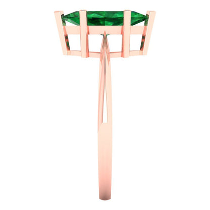 1.5 cttw Simulated Emerald Solitaire  Engagement Ring - Solid Gold (Marquise Cut ,11x5.5mm)