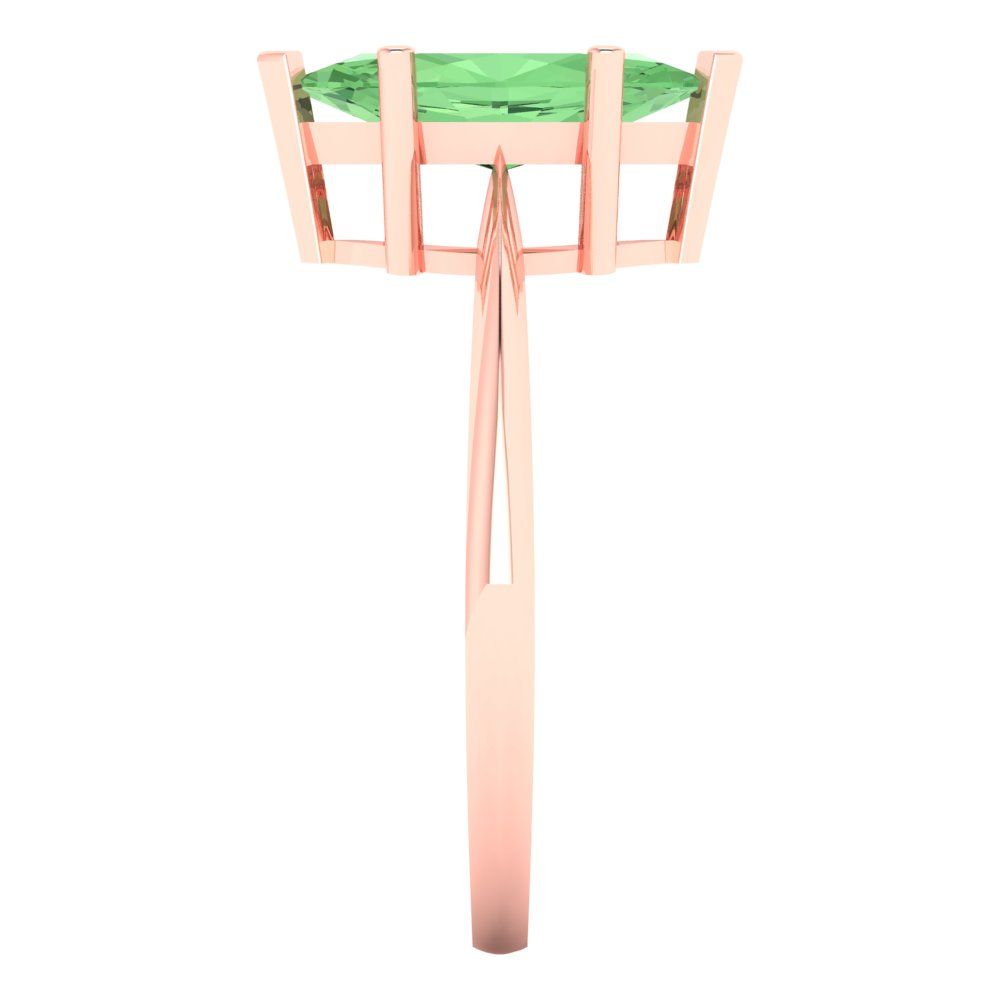 1.5 cttw Zirconia Simulated Green Diamond Solitaire  Engagement Ring - Solid Rose Gold (VVS1, Marquise Cut ,11x5.5mm)