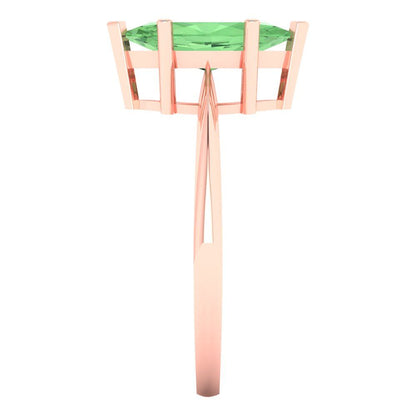 1.5 cttw Zirconia Simulated Green Diamond Solitaire  Engagement Ring - Solid Rose Gold (VVS1, Marquise Cut ,11x5.5mm)