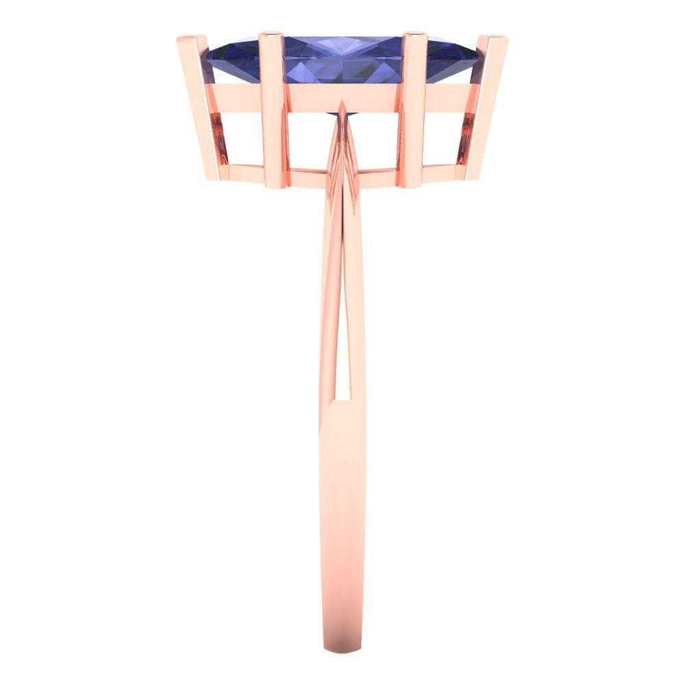 1.5 cttw Simulated Tanzanite Solitaire  Engagement Ring - Solid Rose Gold (VVS1, Marquise Cut ,11x5.5mm)