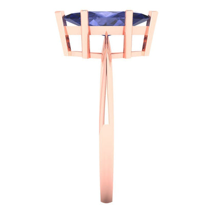 1.5 cttw Simulated Tanzanite Solitaire  Engagement Ring - Solid Rose Gold (VVS1, Marquise Cut ,11x5.5mm)