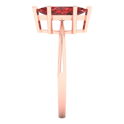 1.5 cttw Natural Garnet Solitaire  Engagement Ring - Solid Rose Gold (VVS1, Marquise Cut ,11x5.5mm)