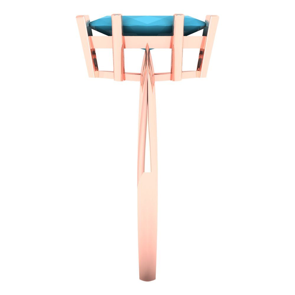 1.5 cttw Simulated Turquoise Solitaire  Engagement Ring - Solid Rose Gold (VVS1, Marquise Cut ,11x5.5mm)