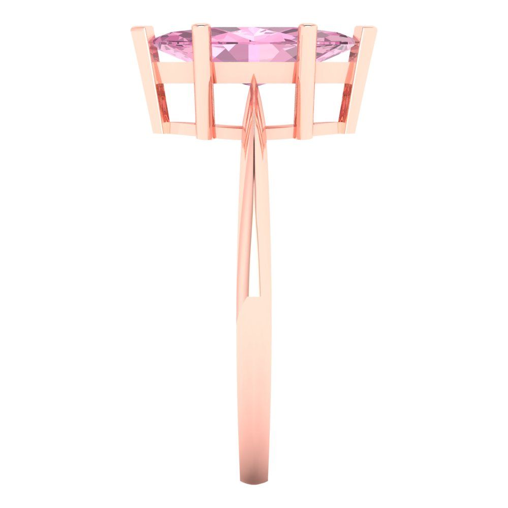 1.5 cttw Zirconia Simulated Pink Diamond Solitaire  Engagement Ring - Solid Rose Gold (VVS1, Marquise Cut ,11x5.5mm)