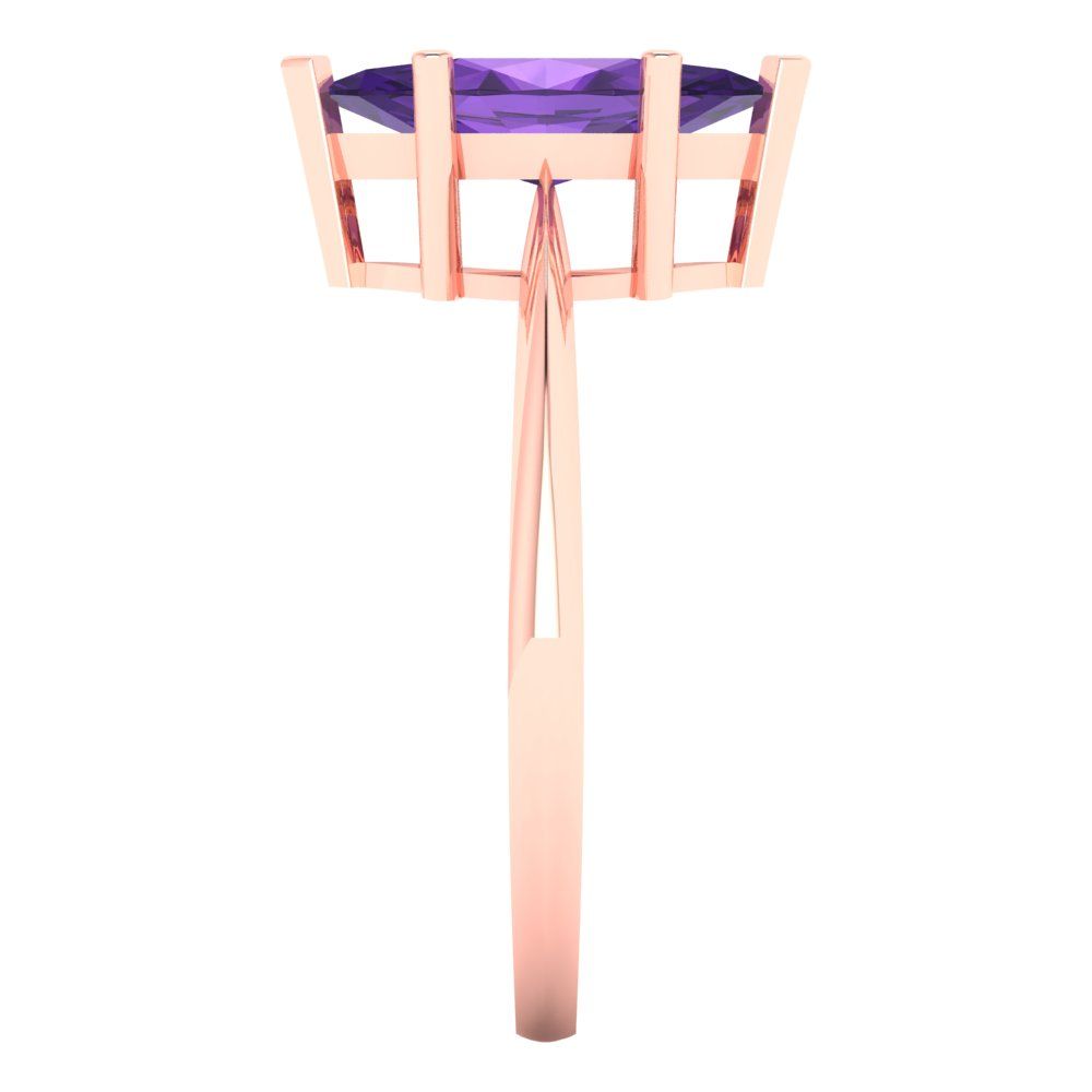 1.5 cttw Natural Amethyst Solitaire  Engagement Ring - Solid Rose Gold (VVS1, Marquise Cut ,11x5.5mm)