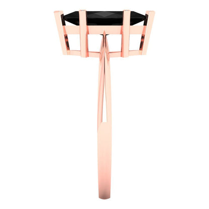 1.5 cttw Natural Onyx Solitaire  Engagement Ring - Solid Gold (Marquise Cut ,11x5.5mm)