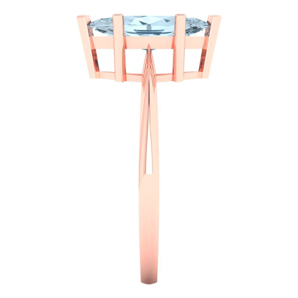 1.5 cttw Natural Aquamarine Solitaire  Engagement Ring - Solid Rose Gold (VVS1, Marquise Cut ,11x5.5mm)