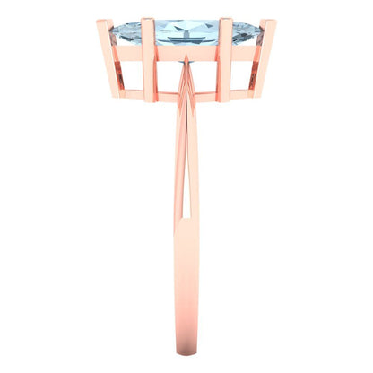 1.5 cttw Natural Aquamarine Solitaire  Engagement Ring - Solid Rose Gold (VVS1, Marquise Cut ,11x5.5mm)