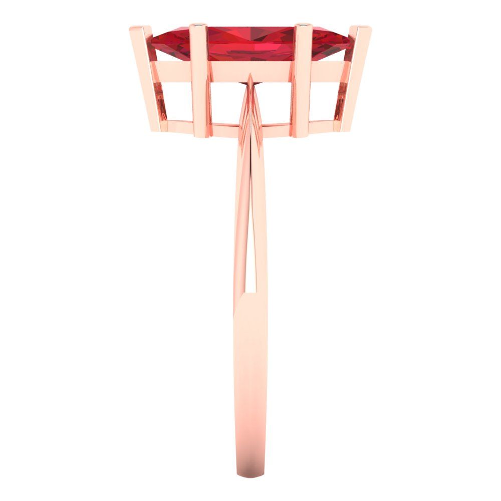 1.5 cttw Simulated Ruby Solitaire  Engagement Ring - Solid Rose Gold (VVS1, Marquise Cut ,11x5.5mm)