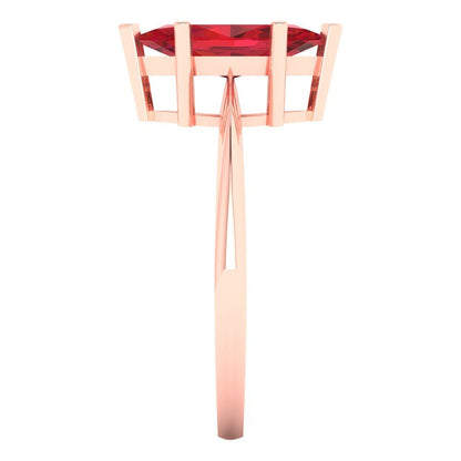 1.5 cttw Simulated Ruby Solitaire  Engagement Ring - Solid Rose Gold (VVS1, Marquise Cut ,11x5.5mm)