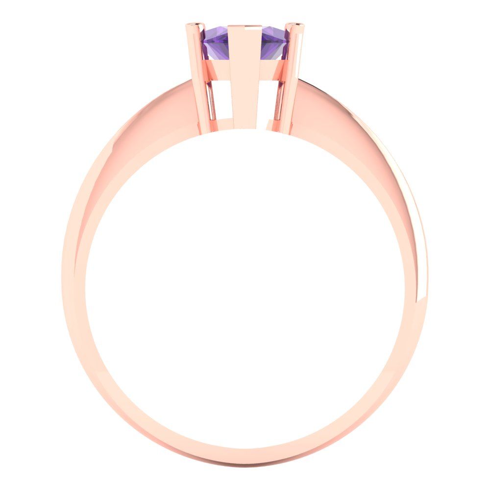 1.5 cttw Natural Amethyst Solitaire  Engagement Ring - Solid Rose Gold (VVS1, Marquise Cut ,11x5.5mm)