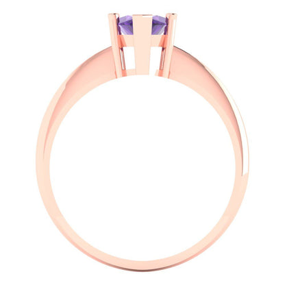 1.5 cttw Natural Amethyst Solitaire  Engagement Ring - Solid Rose Gold (VVS1, Marquise Cut ,11x5.5mm)