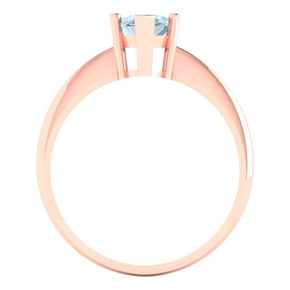 1.5 cttw Natural Sky Blue Topaz Solitaire  Engagement Ring - Solid Rose Gold (VVS1, Marquise Cut ,11x5.5mm)