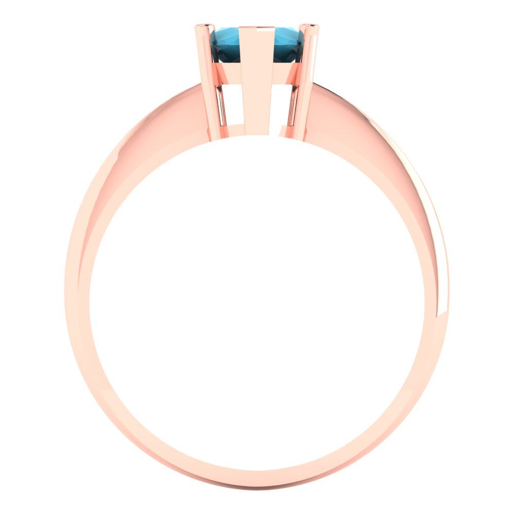 1.5 cttw Simulated Turquoise Solitaire  Engagement Ring - Solid Rose Gold (VVS1, Marquise Cut ,11x5.5mm)