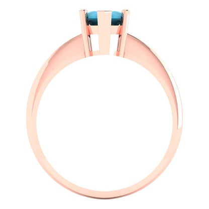 1.5 cttw Simulated Turquoise Solitaire  Engagement Ring - Solid Rose Gold (VVS1, Marquise Cut ,11x5.5mm)