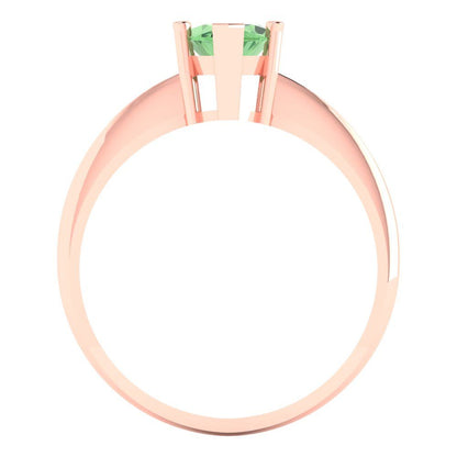 1.5 cttw Zirconia Simulated Green Diamond Solitaire  Engagement Ring - Solid Rose Gold (VVS1, Marquise Cut ,11x5.5mm)