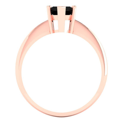 1.5 cttw Natural Onyx Solitaire  Engagement Ring - Solid Gold (Marquise Cut ,11x5.5mm)