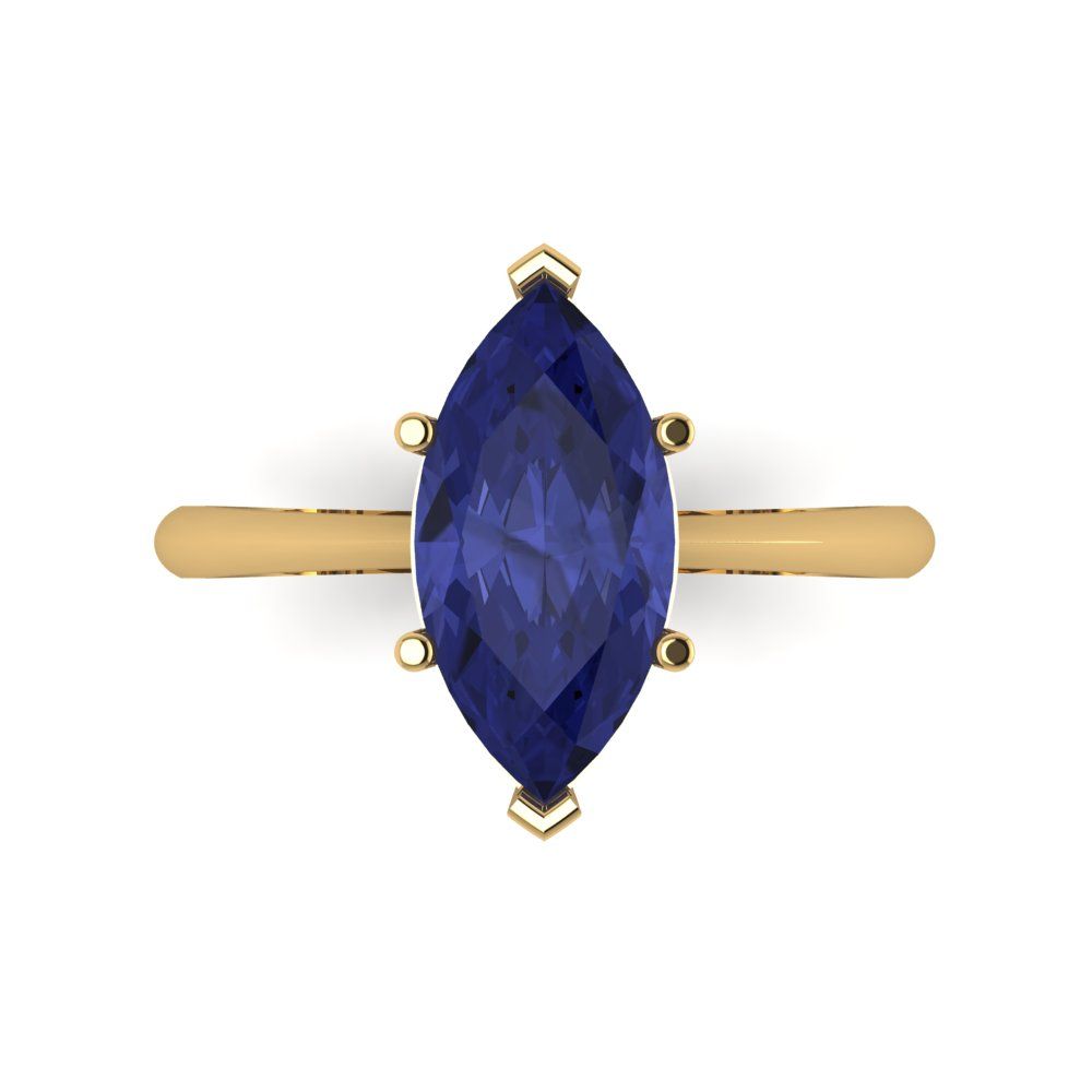 2.5 cttw Simulated Tanzanite Solitaire  Engagement Ring - Solid Gold (Marquise Cut ,13x6.5mm)