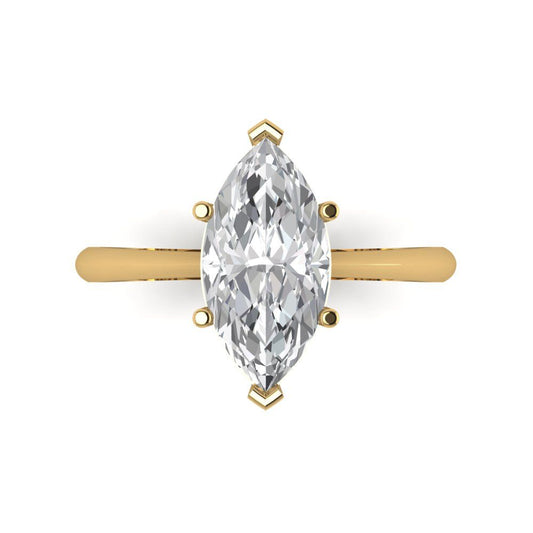 2.5 cttw Zirconia Simulated Diamond Solitaire  Engagement Ring - Solid Yellow Gold (VVS1, Marquise Cut ,13x6.5mm)