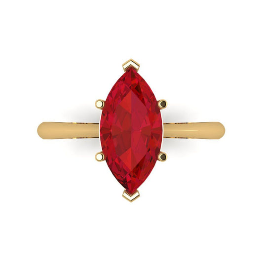 2.5 cttw Simulated Pink Tourmaline Solitaire  Engagement Ring - Solid Yellow Gold (VVS1, Marquise Cut ,13x6.5mm)