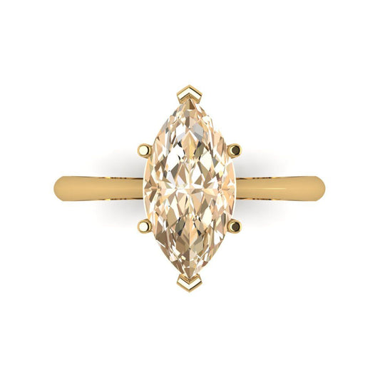 2.5 cttw Natural Morganite Solitaire  Engagement Ring - Solid Yellow Gold (VVS1, Marquise Cut ,13x6.5mm)
