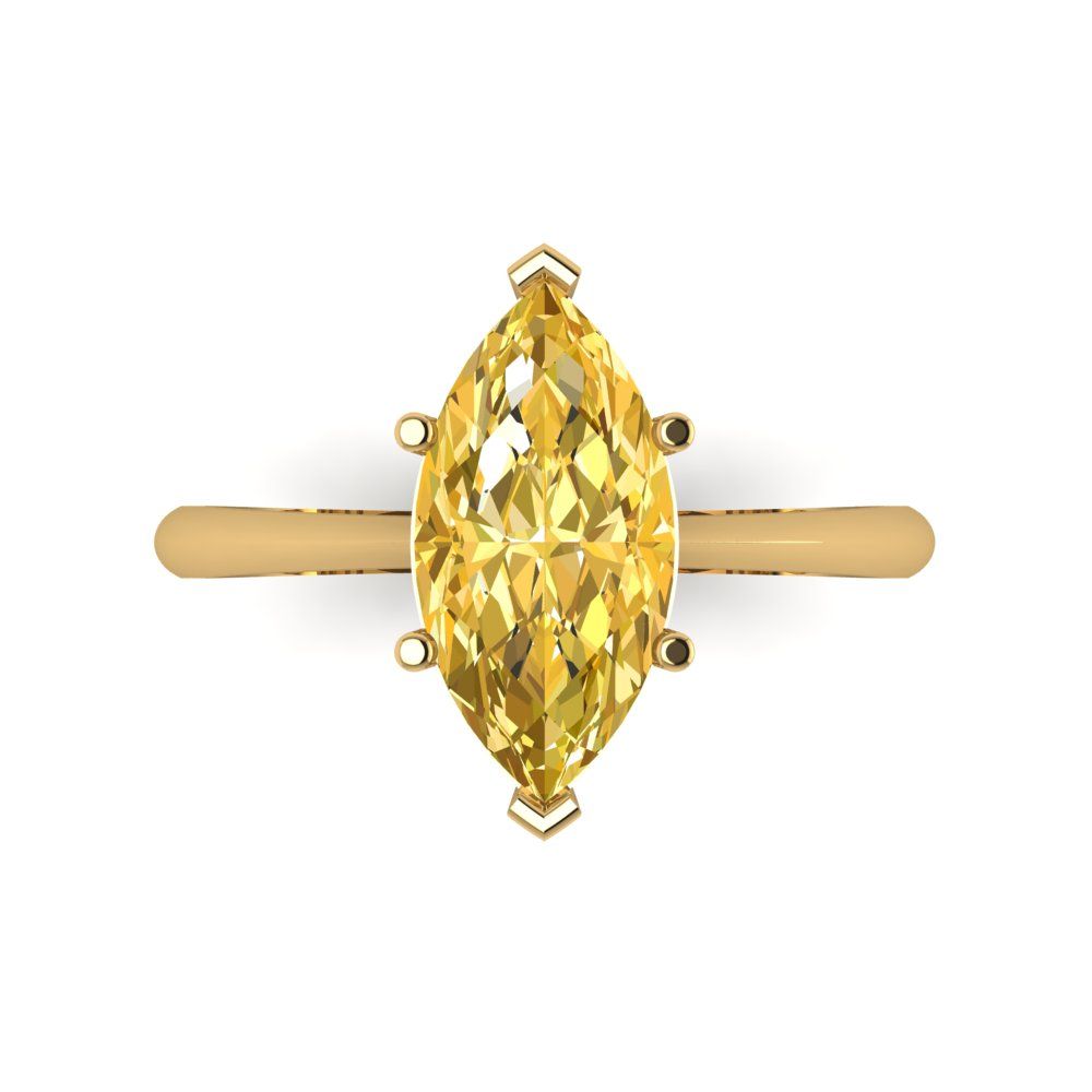 2.5 cttw Natural Citrine Solitaire  Engagement Ring - Solid Gold (Marquise Cut ,13x6.5mm)