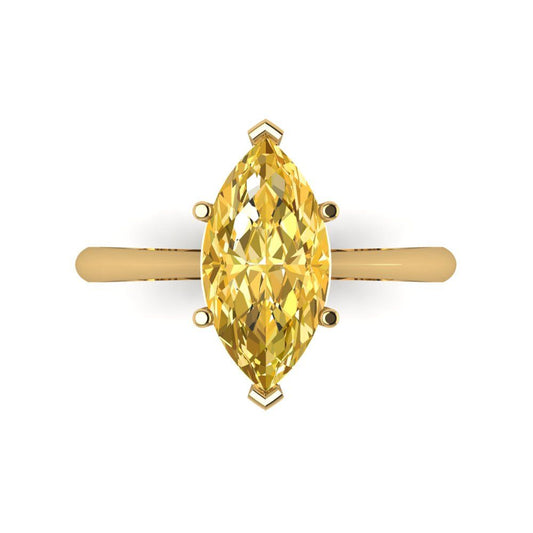 2.5 cttw Natural Citrine Solitaire  Engagement Ring - Solid Yellow Gold (VVS1, Marquise Cut ,13x6.5mm)