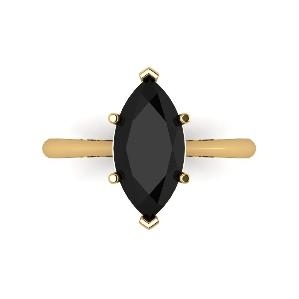 2.5 cttw Natural Onyx Solitaire  Engagement Ring - Solid Gold (Marquise Cut ,13x6.5mm)