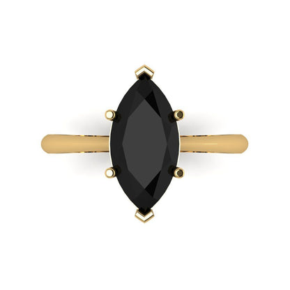 2.5 cttw Natural Onyx Solitaire  Engagement Ring - Solid Gold (Marquise Cut ,13x6.5mm)