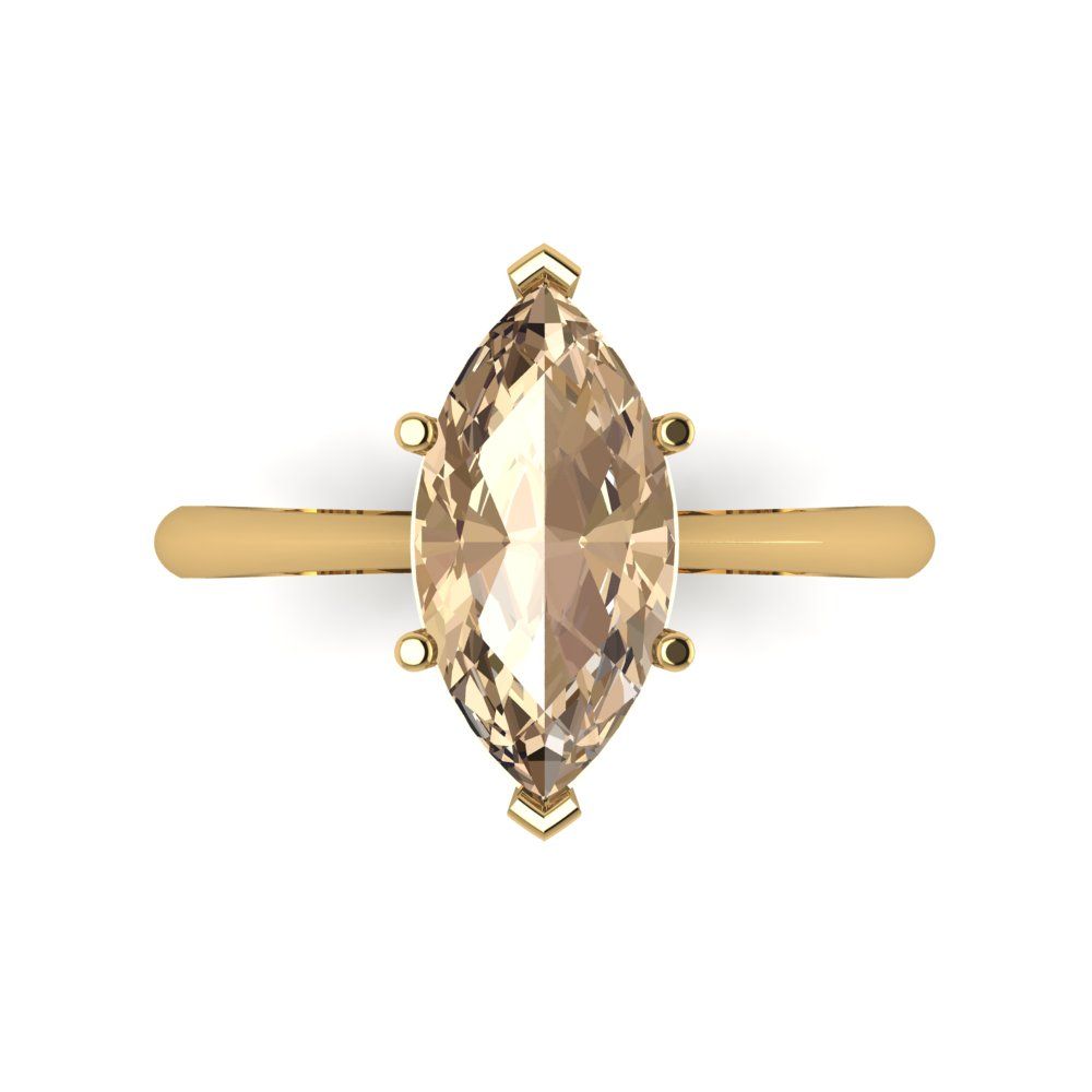 2.5 cttw Yellow Moissanite Solitaire  Engagement Ring - Solid Yellow Gold (VVS1, Marquise Cut ,13x6.5mm)