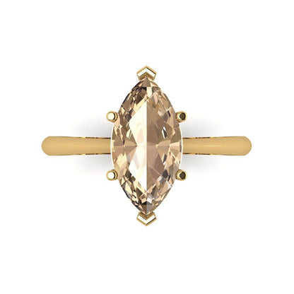 2.5 cttw Yellow Moissanite Solitaire  Engagement Ring - Solid Yellow Gold (VVS1, Marquise Cut ,13x6.5mm)