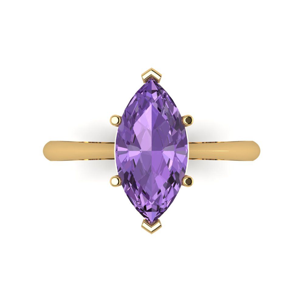 2.5 cttw Simulated Alexandrite Solitaire  Engagement Ring - Solid Gold (Marquise Cut ,13x6.5mm)