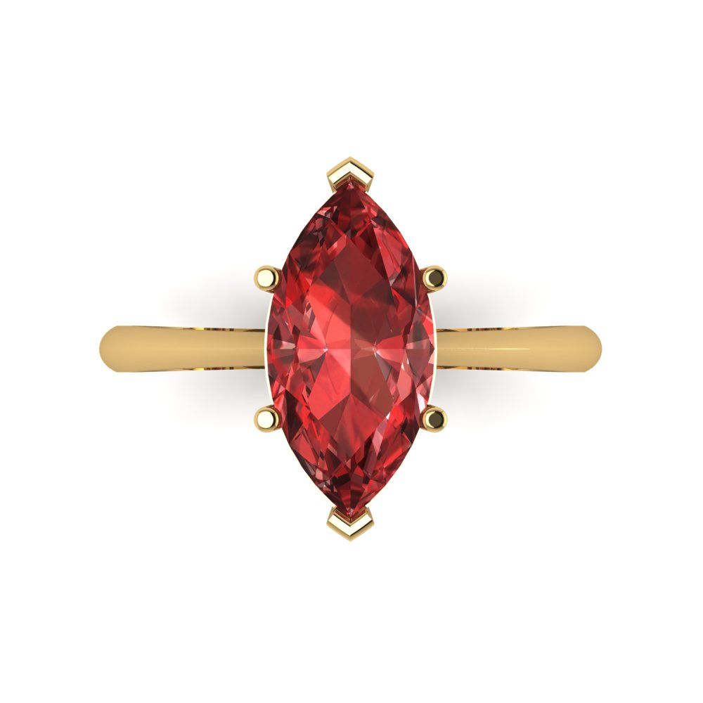 2.5 cttw Natural Garnet Solitaire  Engagement Ring - Solid Gold (Marquise Cut ,13x6.5mm)