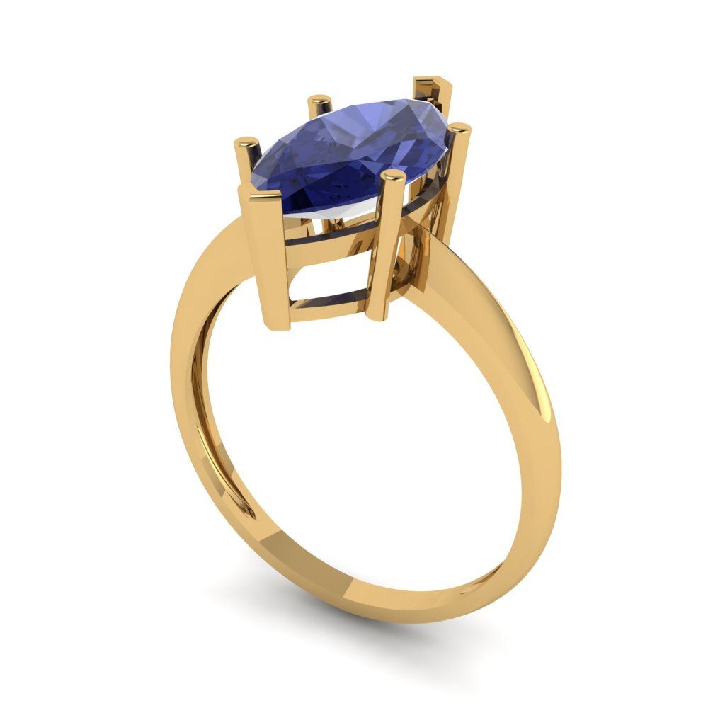 2.5 cttw Simulated Tanzanite Solitaire  Engagement Ring - Solid Gold (Marquise Cut ,13x6.5mm)