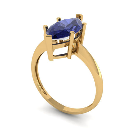 2.5 cttw Simulated Tanzanite Solitaire  Engagement Ring - Solid Gold (Marquise Cut ,13x6.5mm)