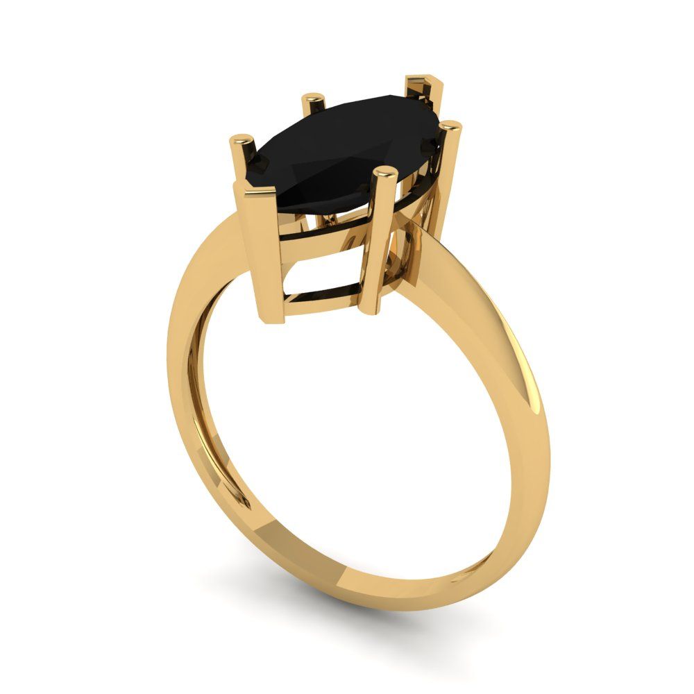 2.5 cttw Natural Onyx Solitaire  Engagement Ring - Solid Gold (Marquise Cut ,13x6.5mm)