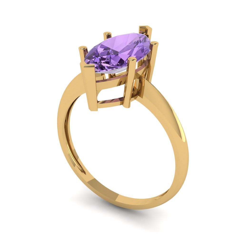 2.5 cttw Simulated Alexandrite Solitaire  Engagement Ring - Solid Gold (Marquise Cut ,13x6.5mm)