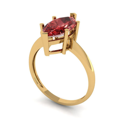 2.5 cttw Natural Garnet Solitaire  Engagement Ring - Solid Gold (Marquise Cut ,13x6.5mm)