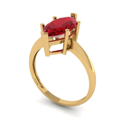 2.5 cttw Simulated Ruby Solitaire  Engagement Ring - Solid Yellow Gold (VVS1, Marquise Cut ,13x6.5mm)