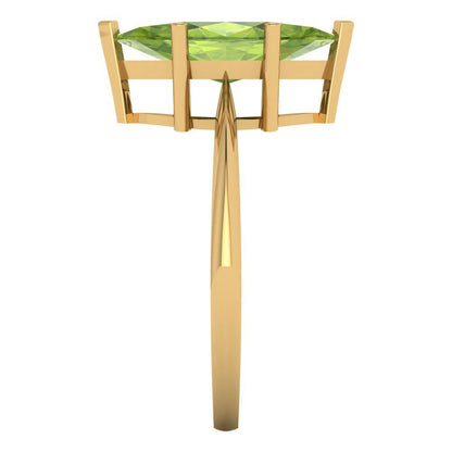 2.5 cttw Natural Peridot Solitaire  Engagement Ring - Solid Gold (Marquise Cut ,13x6.5mm)