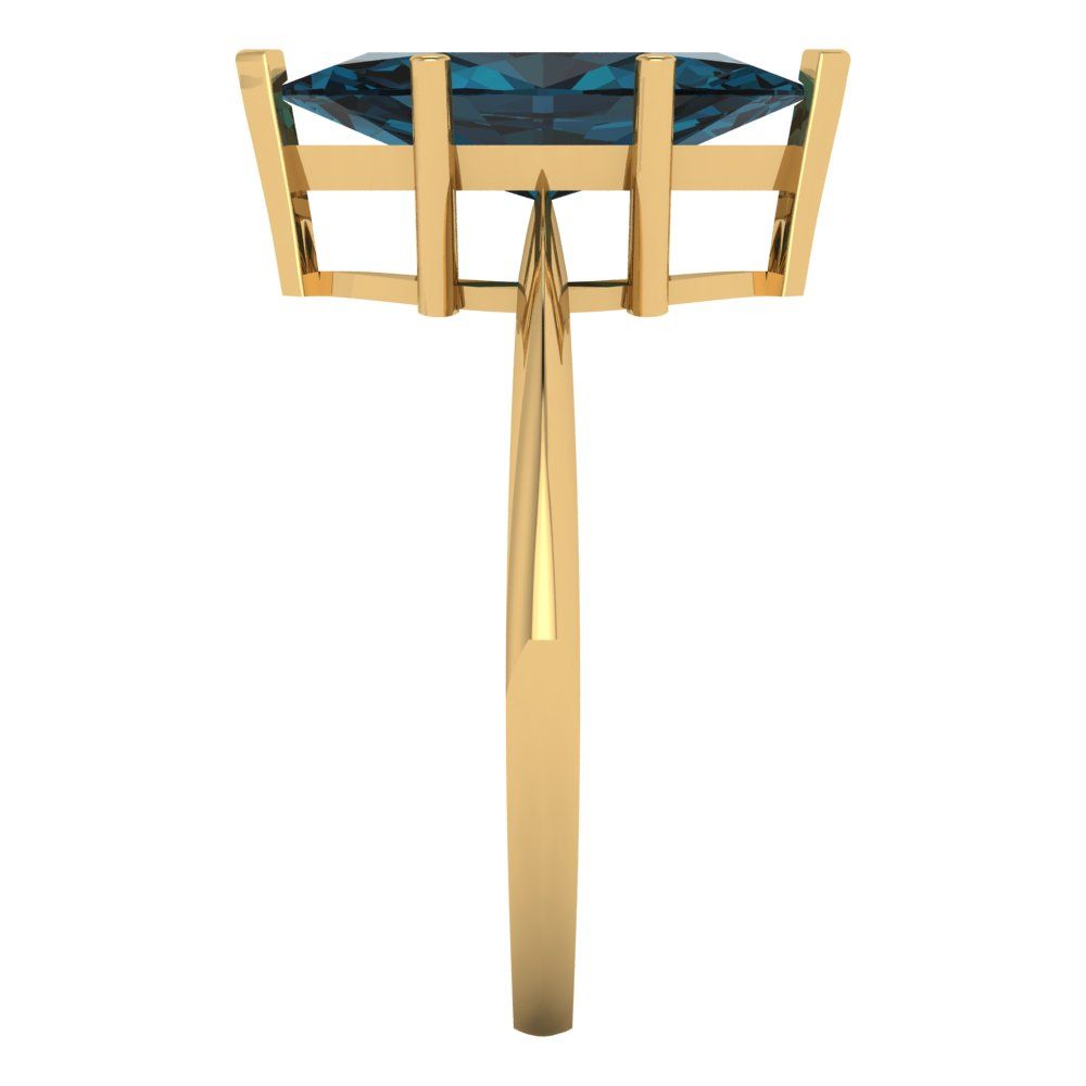 2.5 cttw Natural London Blue Topaz Solitaire  Engagement Ring - Solid Gold (Marquise Cut ,13x6.5mm)