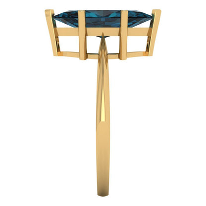 2.5 cttw Natural London Blue Topaz Solitaire  Engagement Ring - Solid Gold (Marquise Cut ,13x6.5mm)