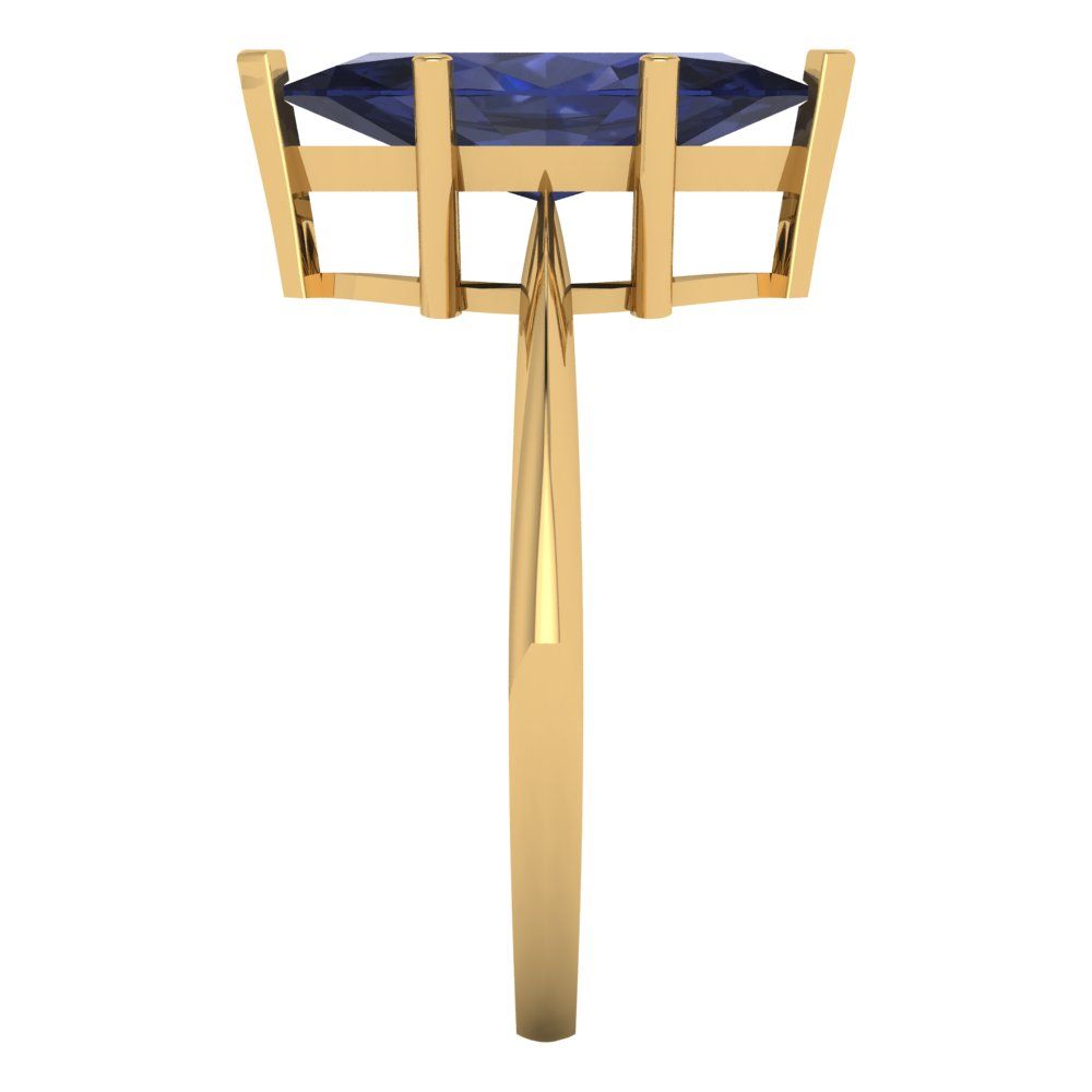 2.5 cttw Simulated Blue Sapphire Solitaire  Engagement Ring - Solid Gold (Marquise Cut ,13x6.5mm)