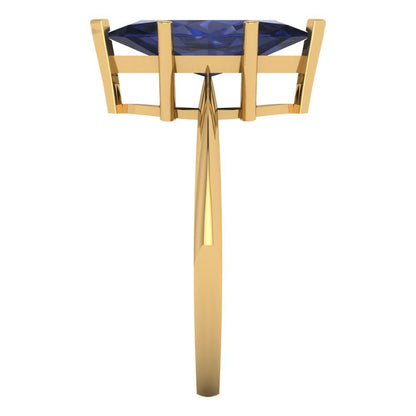 2.5 cttw Simulated Blue Sapphire Solitaire  Engagement Ring - Solid Gold (Marquise Cut ,13x6.5mm)