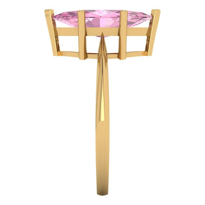 2.5 cttw Zirconia Simulated Pink Diamond Solitaire  Engagement Ring - Solid Yellow Gold (VVS1, Marquise Cut ,13x6.5mm)