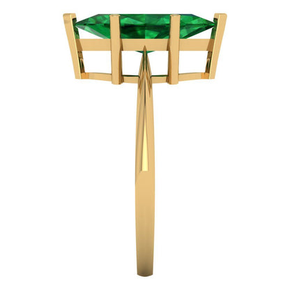 2.5 cttw Simulated Emerald Solitaire  Engagement Ring - Solid Gold (Marquise Cut ,13x6.5mm)